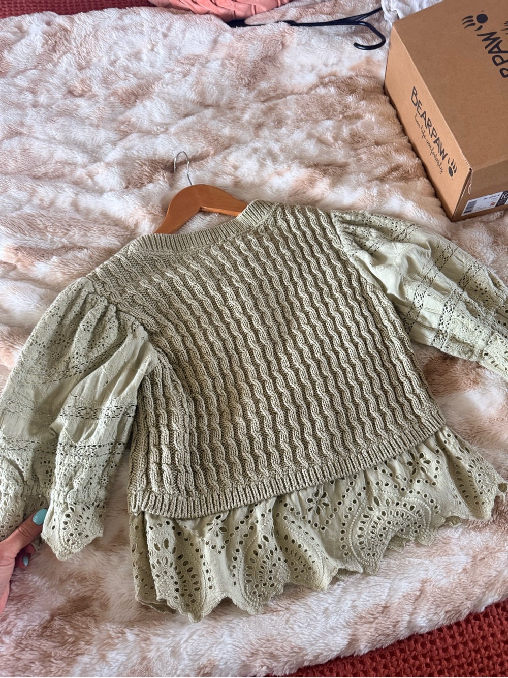 Anthropologie Olive Cream Cable Knit Sweater - Picture 12 of 12